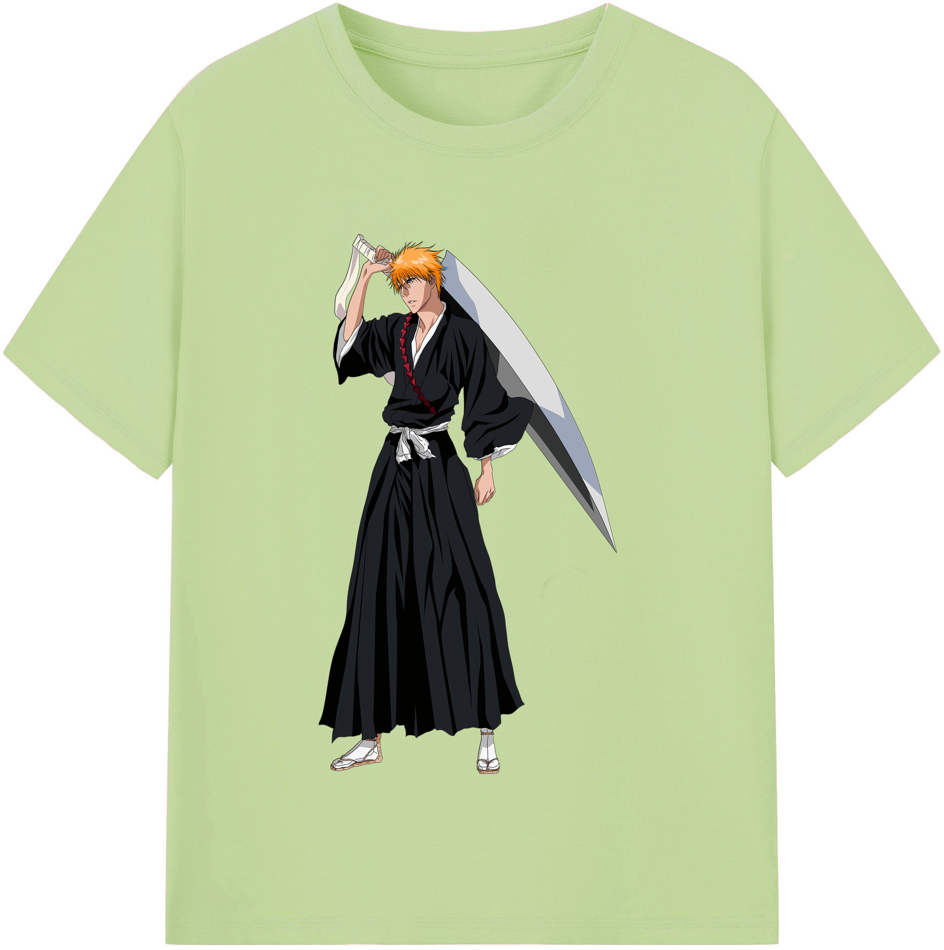 （画像用） ブリーチ 黒崎一護（くろさき いちご）BLEACH Kurosaki Ichigo 綿100％半袖Tシャツ（フロントプリント）